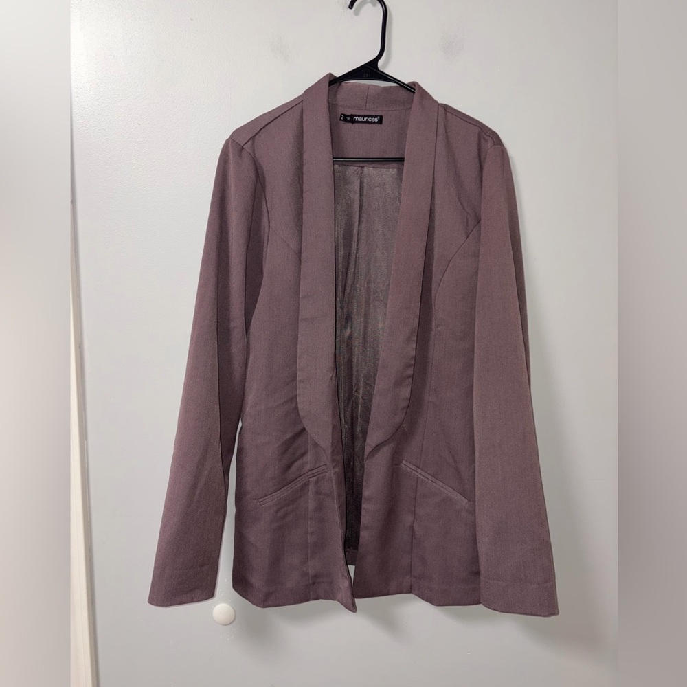 Maurices Lilac Open Front Oversized Brush Boyfriend Blazer Career Office Size 2